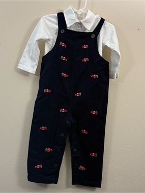 Adventurewear 360 baby boy Christmas truck overalls & white shirt 18 months